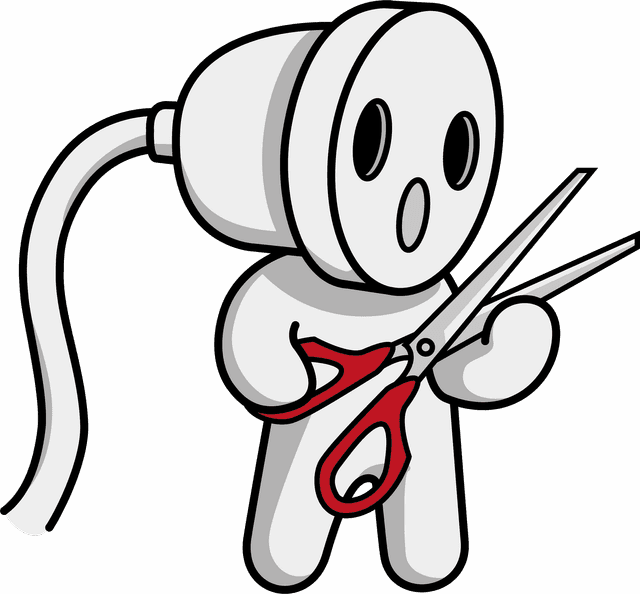 Scissors In The Plug Logo